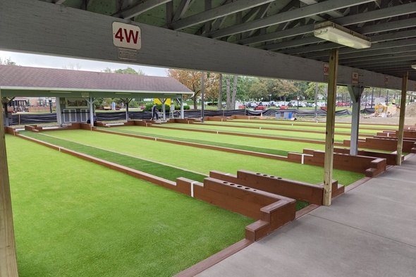 Las Vegas Bocce Ball Game using artificial grass